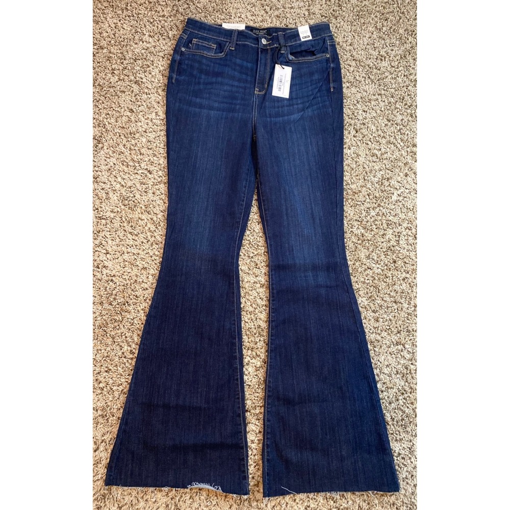 Judy Blue Natalie High Rise Flare Jeans Dark Wash Raw Hem 13/31 ALB-SKU74850-13